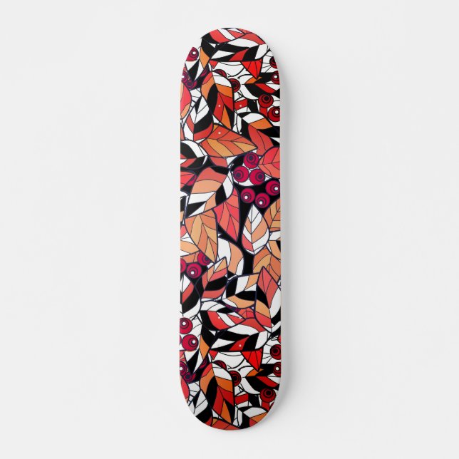 Skate Abstrato cartoon folhas bagas pretas (Frente)