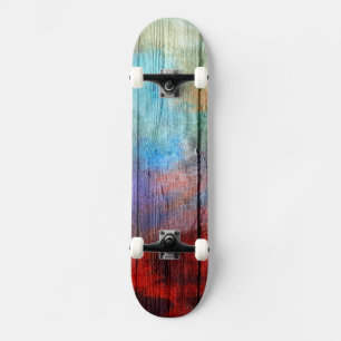 Skate Abstrato colorido #2 da madeira da aguarela