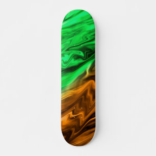 Skate Abstrato com manchas indefinidas em verde laranja