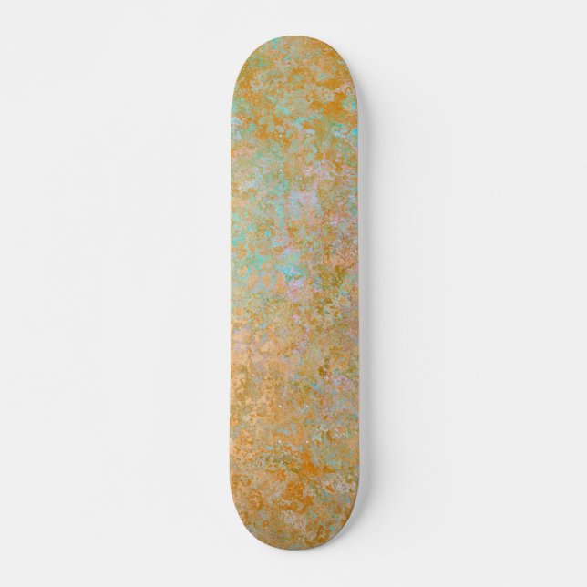 Skate Abstrato de Álcool Patina Azul Dourada e Turquesa (Frente)