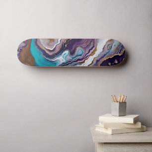 Skate Abstrato de Ametista e Turquesa