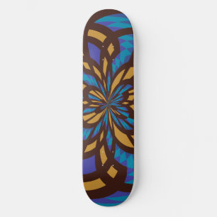 Skate Abstrato de arte azul e mosaica castanha