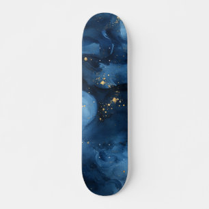Skate Abstrato de céu azul e Dourado