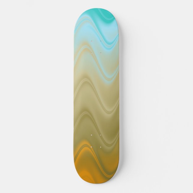 Skate Abstrato de cor azul-acastanhada laranja verde (Frente)