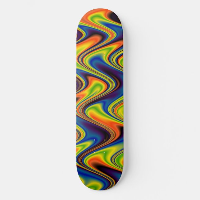 Skate Abstrato de multicores onduladas (Frente)