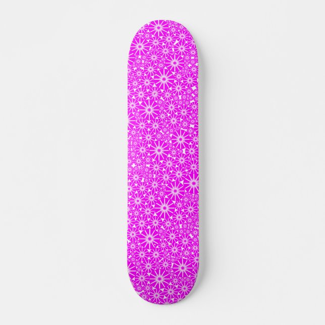 Skate Abstrato de roda estelar - Magenta em branco (Frente)