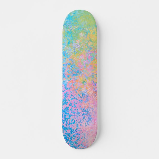 Skate Abstrato de Tinta Colorida de Álcool Neon Pastel S (Frente)