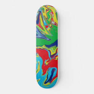 Skate Abstrato de Turquesa Verde Azul Amarelo Vermelho M