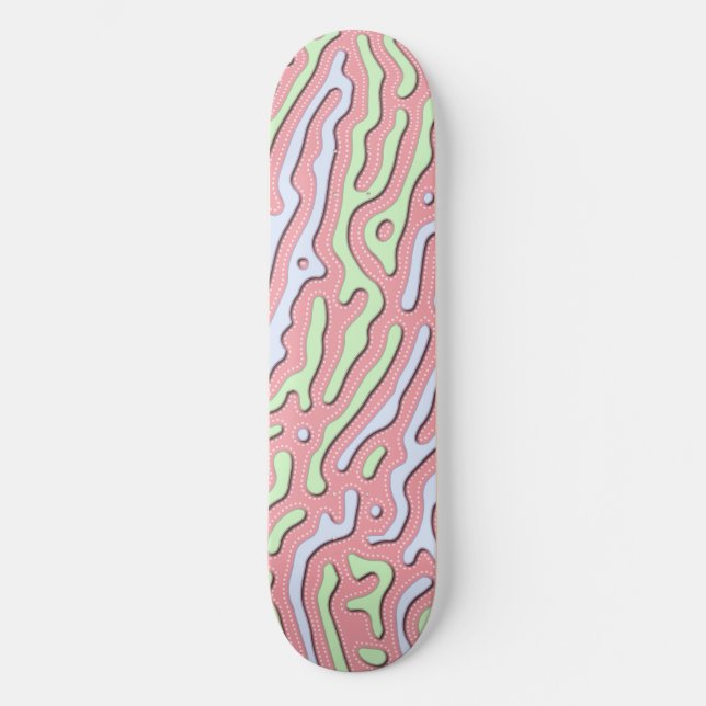 Skate Abstrato do Pastel Kawaii - Design do Gráfico Colo (Frente)