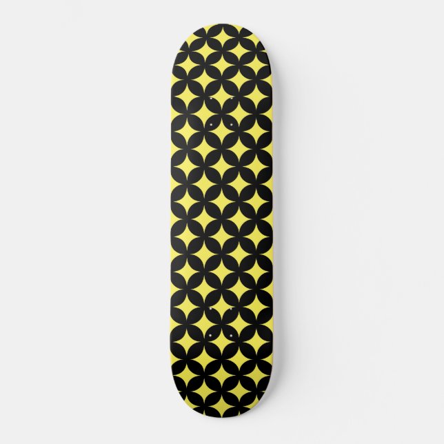 Skate Abstrato estrelas a preto e amarelo (Frente)