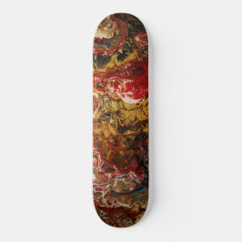 Skate Abstrato Expressionismo Preto Dourado e Vermelho