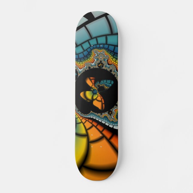 Skate abstrato Fractal Butterfly Cacoon colorido (Frente)