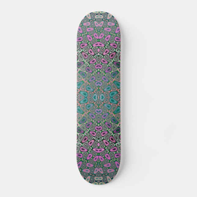 Skate Abstrato Fractal Holograma multicolorido (Frente)