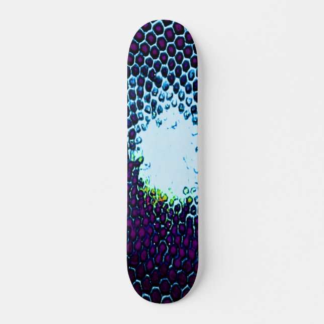 Skate Abstrato Honeycomb Design azul e roxo (Frente)