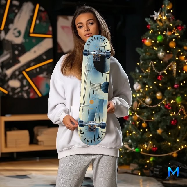 Skate Abstrato Mineralista Azul e Amarelo (Criador carregado)