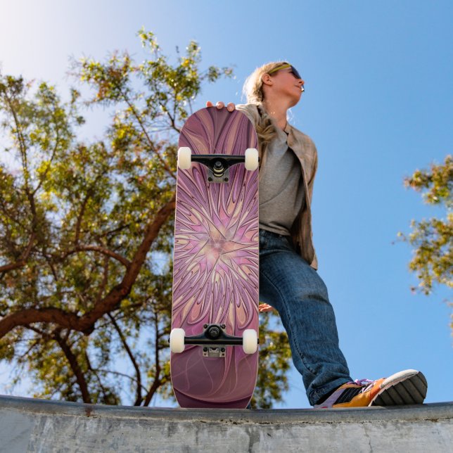 Skate Abstrato Modern Floral Arte Fractal Cores de Berry (Ao ar livre 1)