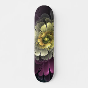 Skate Abstrato Modern Purpur Khaki Cinza Flor Fractal