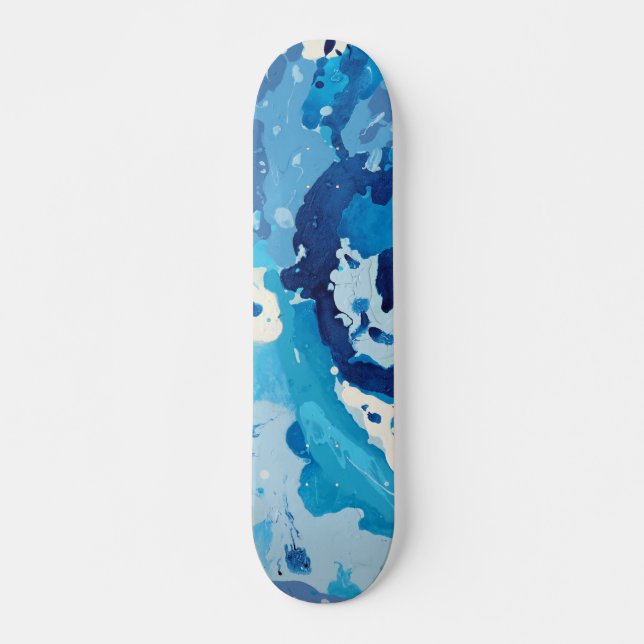 Skate Abstrato moderno com tons pastéis de oceano azul (Frente)