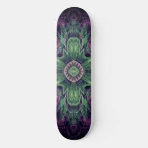Skate Abstrato moderno - Roxo Fractal e Design Verde