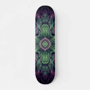 Skate Abstrato moderno - Roxo Fractal e Design Verde