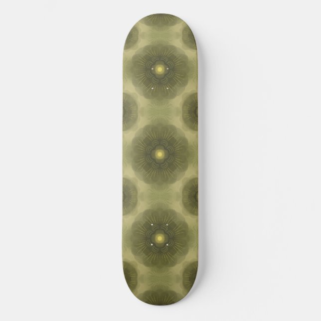 Skate Abstrato Olive Green Flower Padrão Sem Costura (Frente)