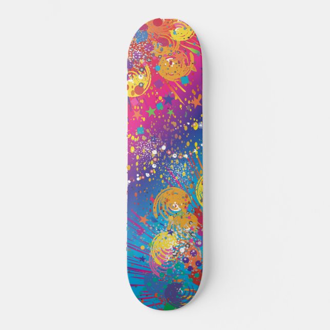 Skate Abstrato Paint Splatter colorido (Frente)