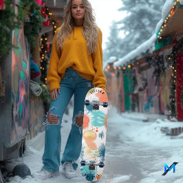 Skate Abstrato Pastel Burst com Arte Contemporânea