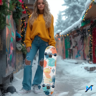 Skate Abstrato Pastel Burst com Arte Contemporânea