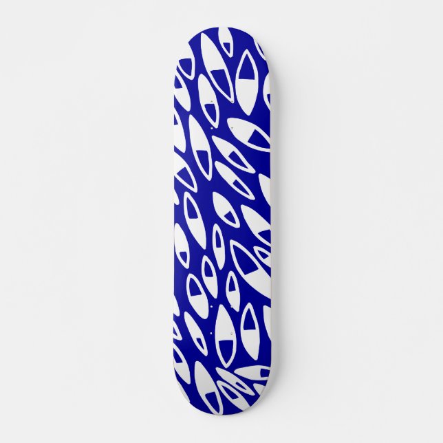 Skate Abstrato Petais - Branco em azul escuro (Frente)