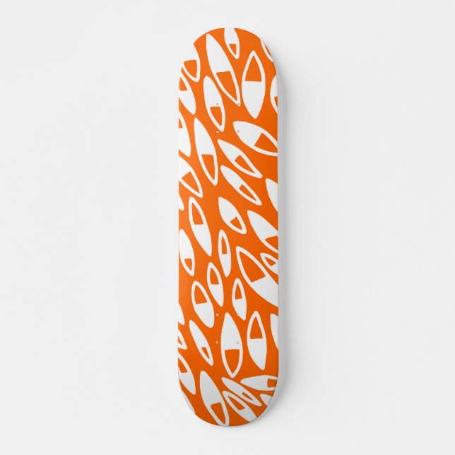 Skate Abstrato Petais - Branco em Laranja (Frente)