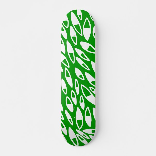 Skate Abstrato Petais - Branco em Verde escuro (Frente)