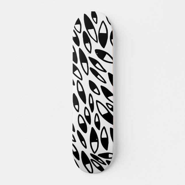 Skate Abstrato Petais - Preto em branco (Frente)
