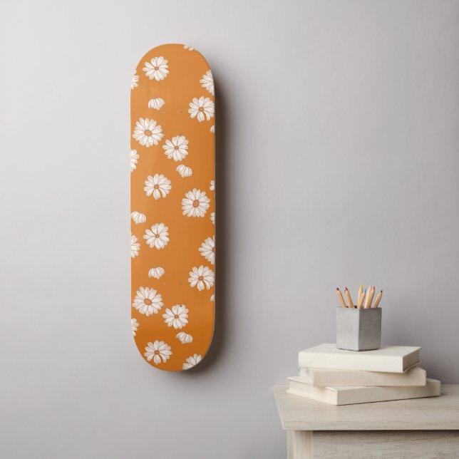 Skate Abstrato Retro Daisy Floral Pattern 70s 80s Hippie (Arte de parede)