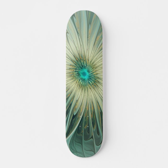Skate Abstrato Sage Green Fantasy Flor Arte Fractal (Frente)