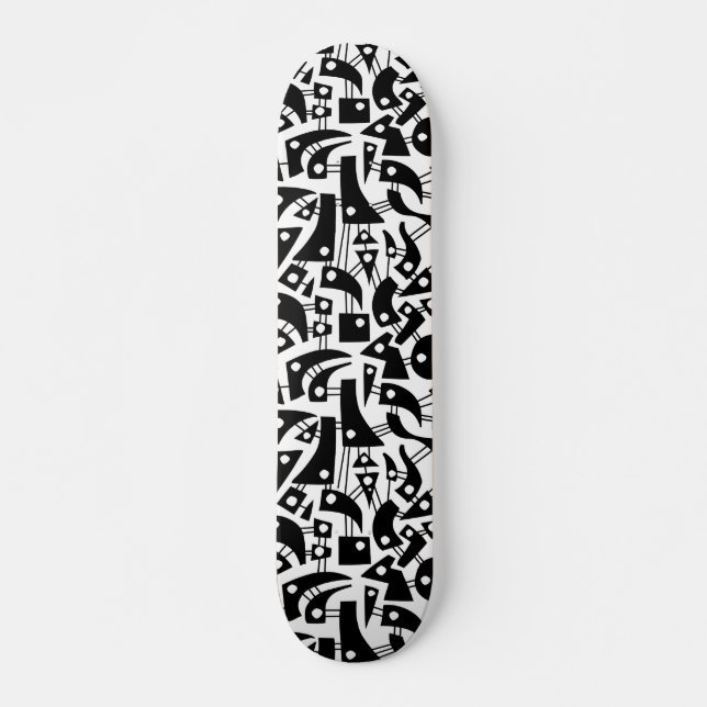 Skate Abstrato Shapes 180318 - Preto em branco (Frente)
