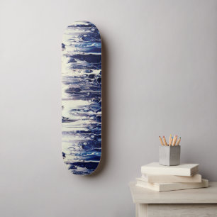Skate Abstrato Street Art Inspirado no Oceano Azul Escur
