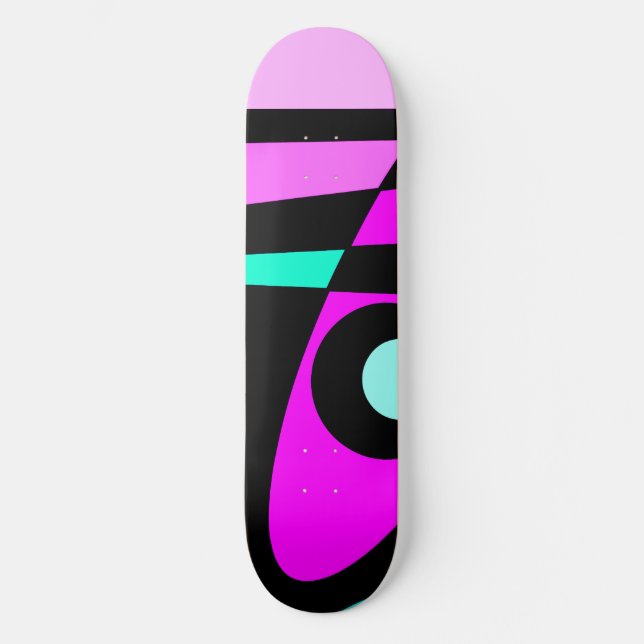 Skate Abstrato Surfing Turquoise Hot Pink Amarelo Amarel (Frente)
