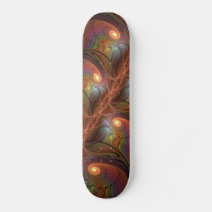 Skate Abstrato Trippy Marrom Fractal Fluorescente Colori