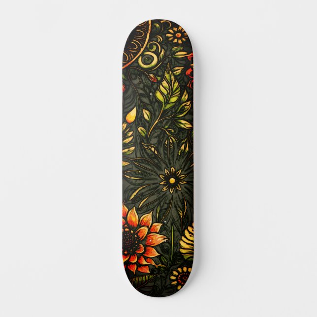 Skate Abstrato Urban Art Inspirada Grunge Sunflower (Frente)