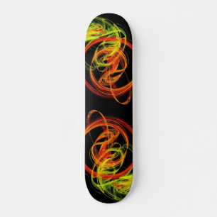 Skate Abstrato verde amarelo alaranjado galhos skateboar