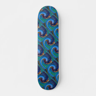 Skate Abstrato Verde Azul - Quadro de Pavão