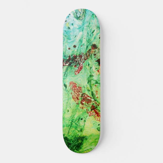 Skate Abstrato Verde Verde Amarelo Vermelho Personalizad (Frente)