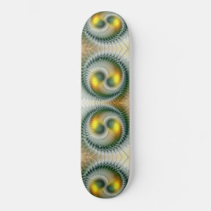 Skate Abstrato Verde Yin Yang - Fractal Colorido