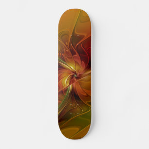 Skate Abstrato Vermelho Laranja Verde Castanho Verde Art