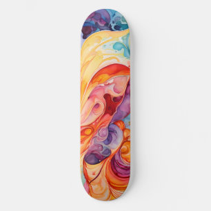 Skate Abstrato Watercolor em Cores Sunset
