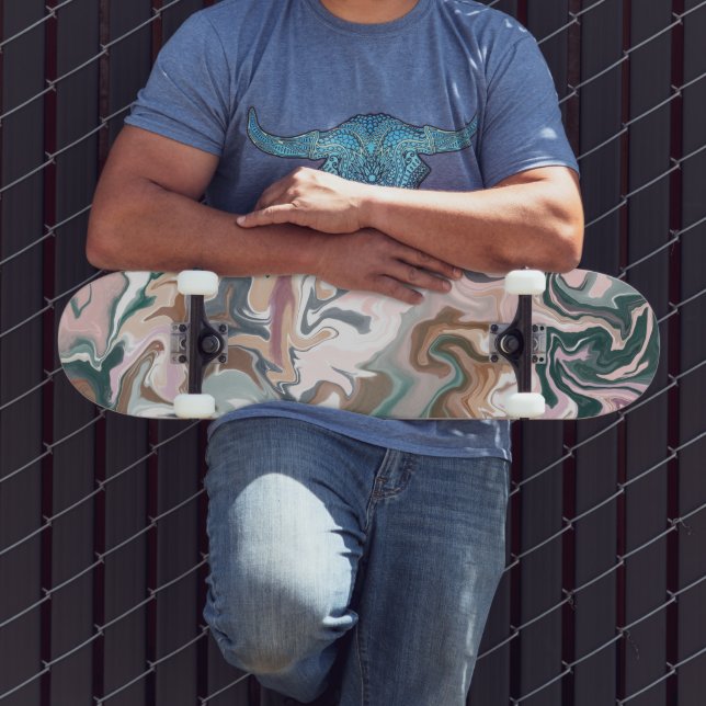 Skate acrílico líquido verde e rosa (Ao ar livre 3)