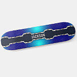 Skate Adicionar Iniciais de Nome, Quadro Azul Branco Pre<br><div class="desc">Adicione qualquer nome ou sigla que você quiser neste design de excelente - Consulte minha loja para ver muito mais designs de skate personalizados e T-Shirts,  Hoodies,  Backpack,  Blankets e muito mais.</div>