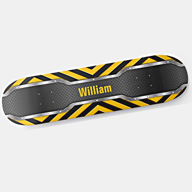 Skate Adicionar Iniciais de Nome Segurança Amarelo & Pre (Criador carregado)