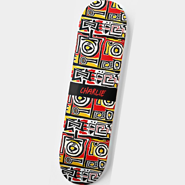 Skate Adicionar nome, Abstrato de preto amarelo vermelho (Criador carregado)