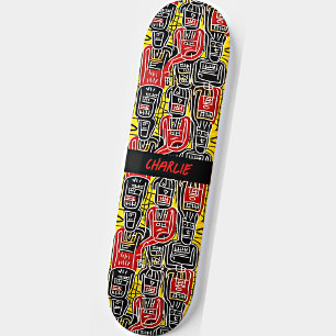 Skate Adicionar nome, Abstrato preto amarelo vermelho